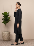 Elegant Black Embroidered 2 Piece