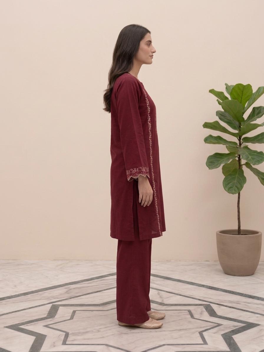 Maroon Scallop 2 Piece